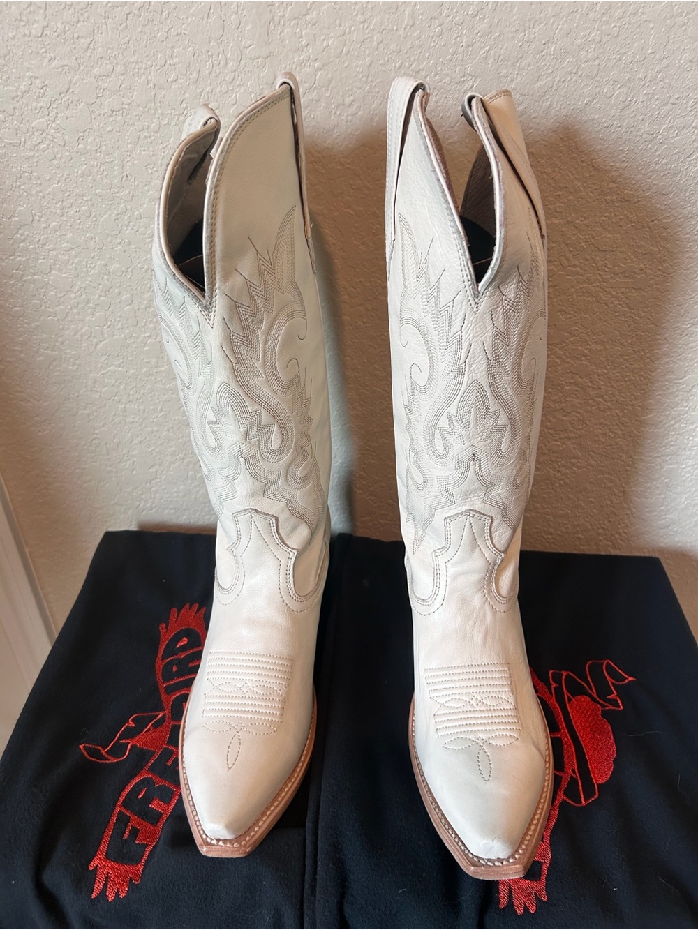 freebird White Embroidered Western Lace-Up Cowboy Boots